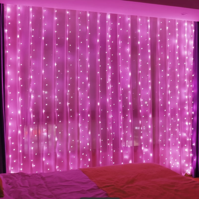 Christmas Curtain Light,8 Modes  Light with Remote Control, Hanging Twinkle Lights for Bedroom, Party Decor,Wall Decoration