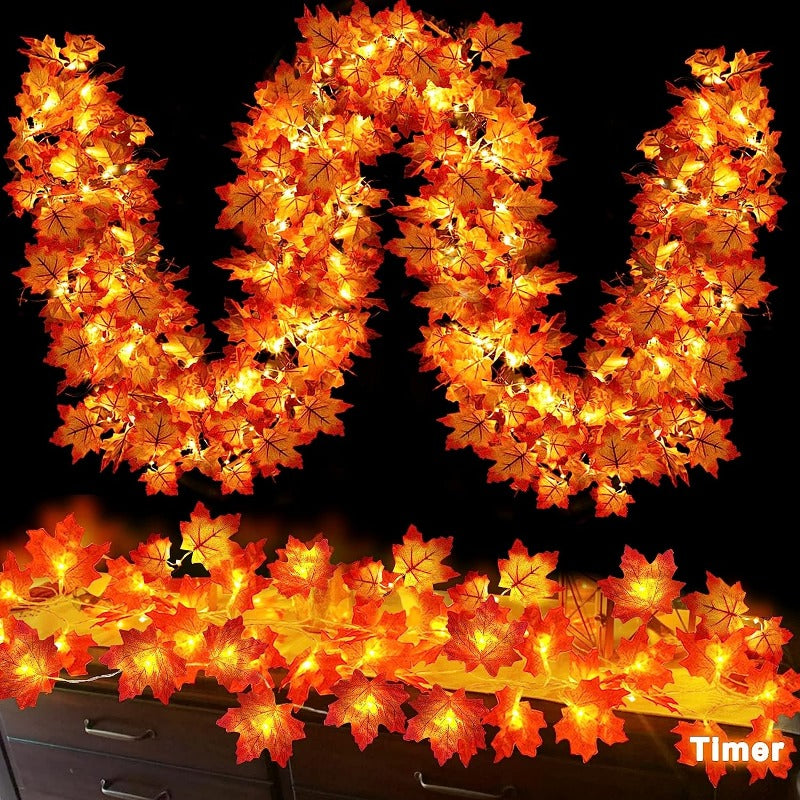 Fall Decorations for Home Connectable Lighted Fall Garland Lights for Indoor Outdoor Halloween Thanksgiving and Christmas