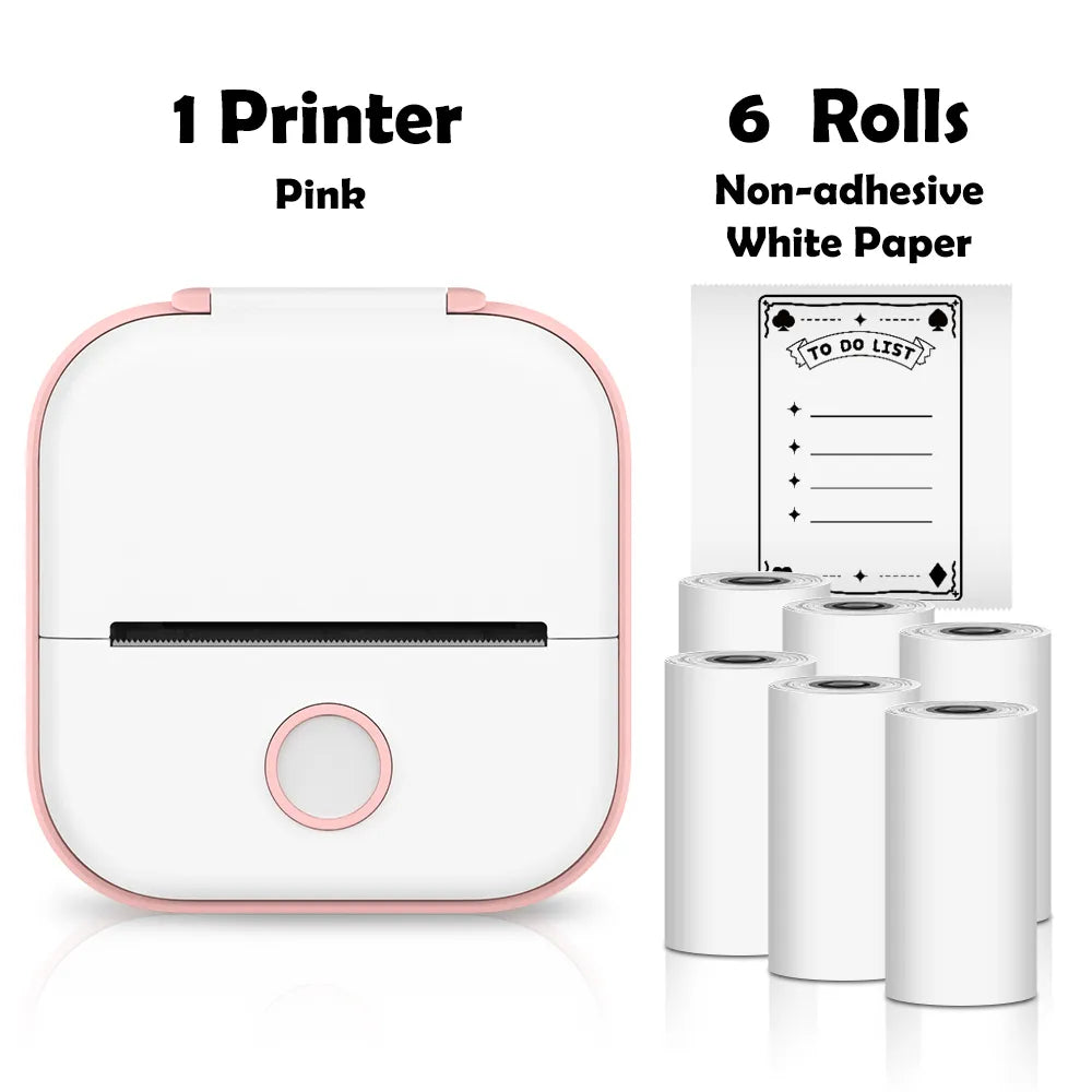 Mini Printer, Portable Printer, T02 Pocket Sticker, Receipt Printer, Mini Printer Sticker Maker Compatible with iOS & Android.