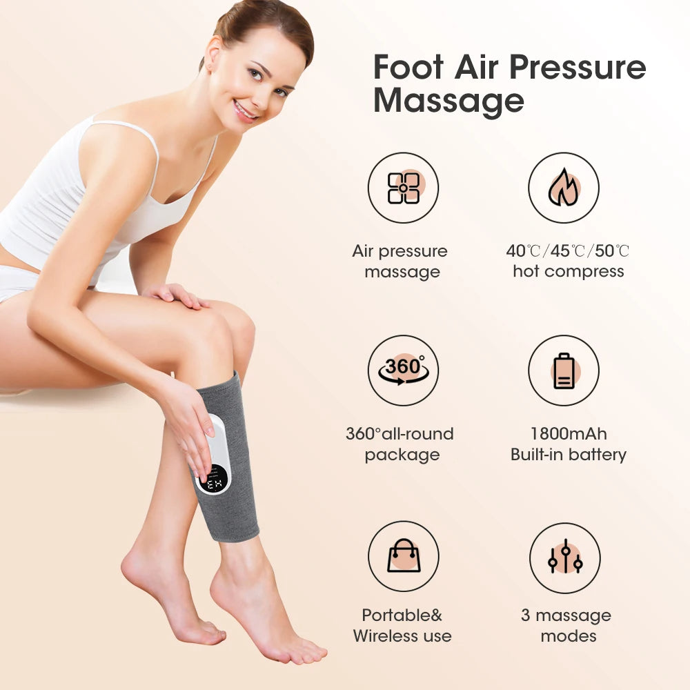 Leg Massager, Calf Air Compression Presotherapy with Heat, Cordless for Pain Relief, Calf Massager with 3 Intensities, Best Gift for christmas.