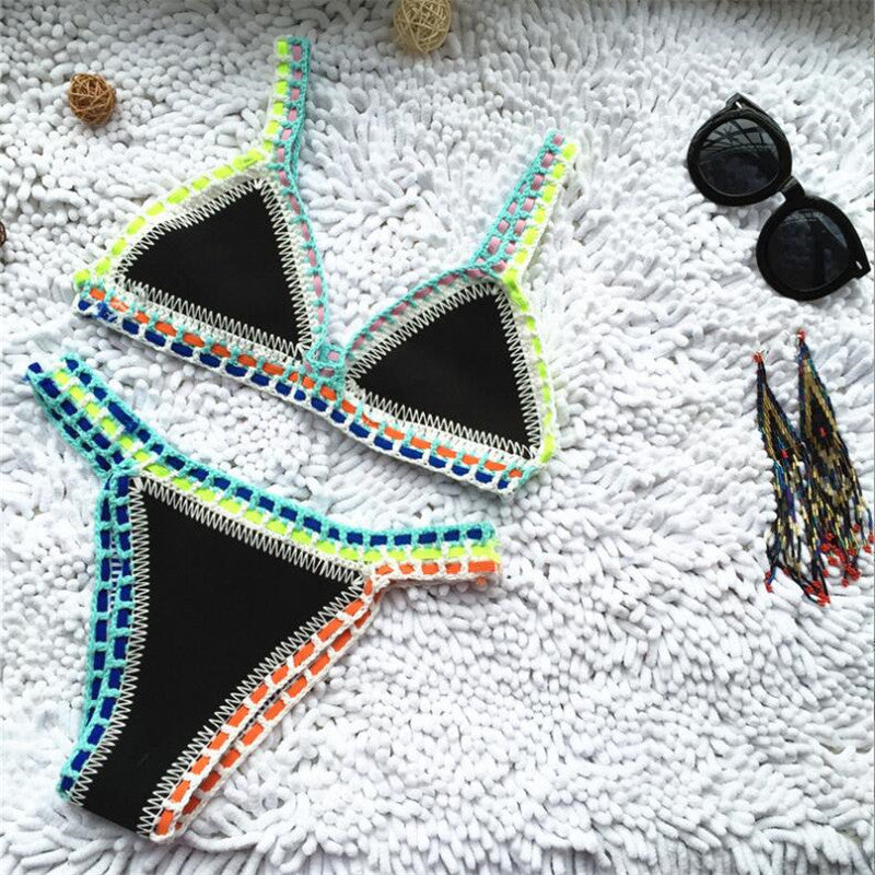 Seaside Enchantment Women's Crochet Triangle Sexy Bikini Set & swimwear
