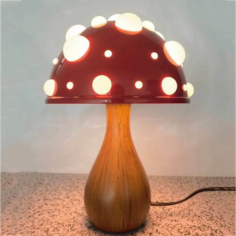 Amanita Mushroom Lamp Versatile Desk Light with Tricolored LED, USB Option, and Biomimetic Design