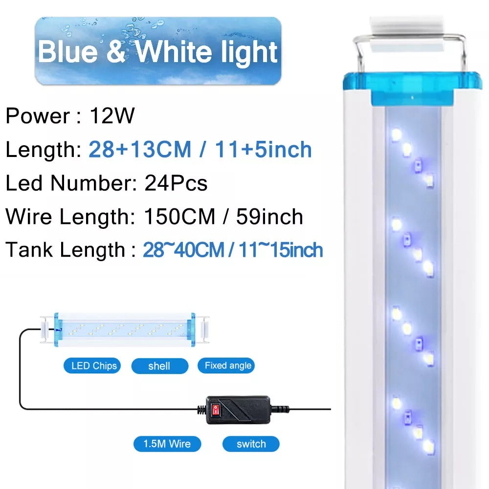 Super Slim Bright LED aquarium lighting - LED Aquarium Light with Extendable Brackets