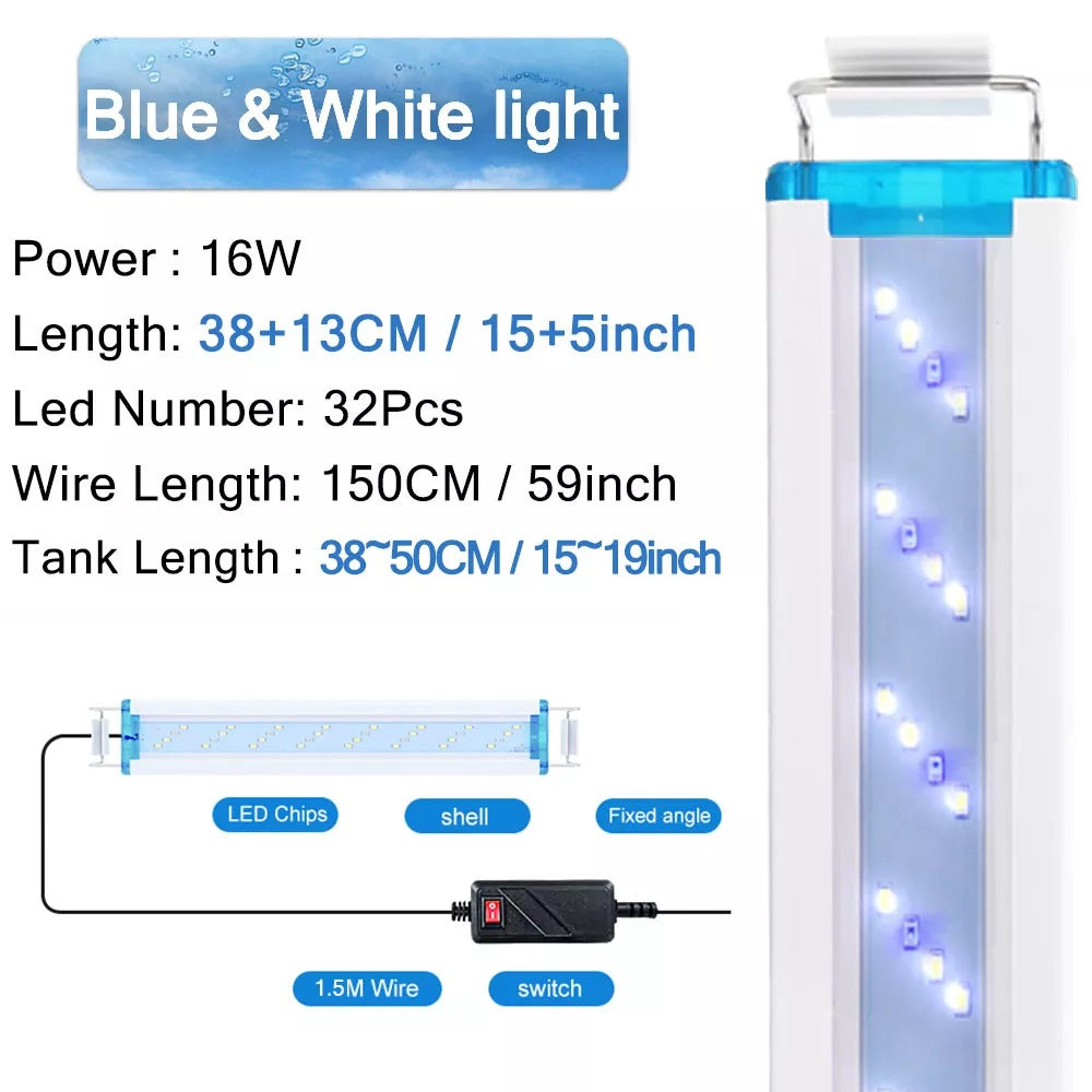 Super Slim Bright LED aquarium lighting - LED Aquarium Light with Extendable Brackets