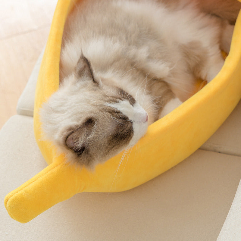 Funny banana cat bed house